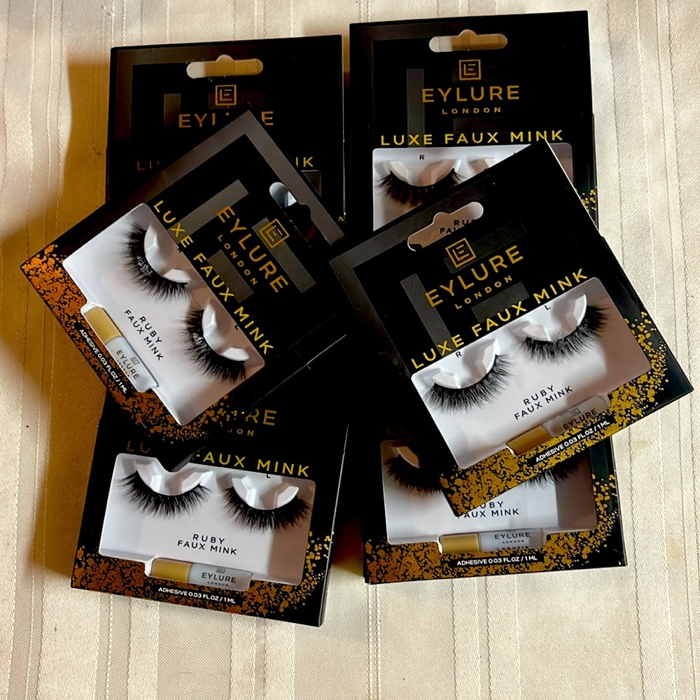 EYLURE LONDON RUBY FAUX MINK eyelashes w/adhesive. Lot of 6 boxes